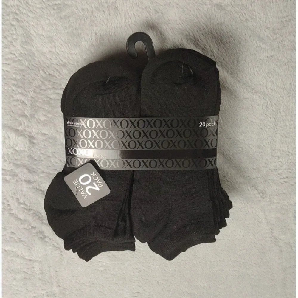 XOXO  Socks Womens Sizes 4 - 10 Black 20 Pairs Low Cut Black Socks